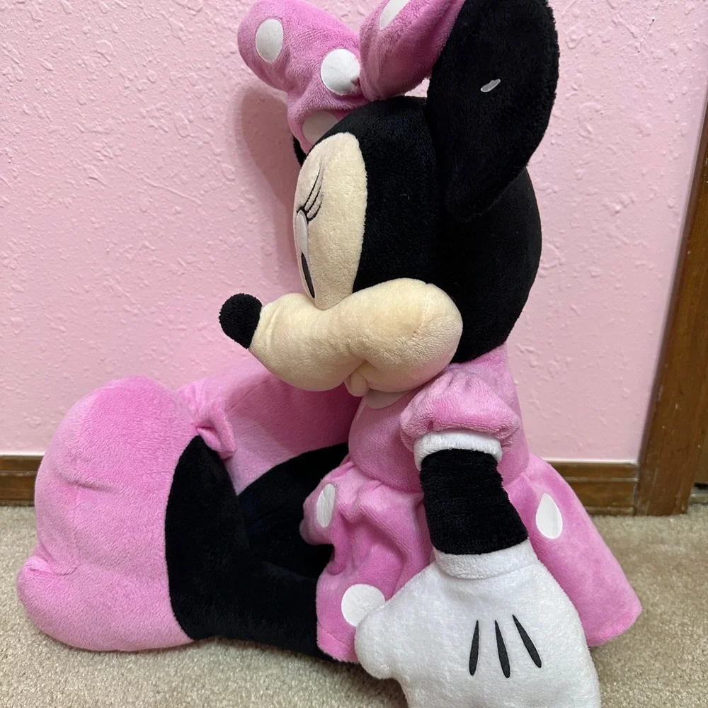 Large 24” Disney Minnie Mouse Plush Stuffed Toy Pink Polka Dot